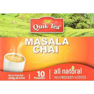 Quik Tea �}�T�� �X�p�C�X�`���C - 10 �� (3 �ܓ���A���v 30 ��) Quik Tea Masala Spiced Chai - 10 Pouches (Pack of 3 for a Total of 30 Pouches)