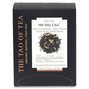 The Tao of Tea 500 �}�C�� �`���C �{�b�N�X �s���~�b�h �T�V�F�A1.85 �I���X The Tao of Tea 500 Mile Chai Box Pyramid Sachets, 1.85 Ounce