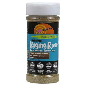 Dizzy Pig Salt-Free Raging River Salmon Seasoning Rub (8oz Shaker) - Seasons 30+lbs of Food - Hand Made in the USA - MSG Free, Gluten Free