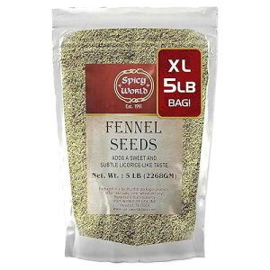 ???? ?? ? ?? ?? 5??? ?? - ? ??? (?? ???) Spicy World Whole Fennel Seeds 5 Pound Bulk - All Natural, Sweet Licorice Flavor and Bright Green Color - Great for Fennel Tea, Snacking, and Cooki