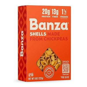 Banza Shells Pasta from Chickpeas - Gluten Free, High Protein, and Lower Carb Protein Shells Chickpea Pasta - 8oz