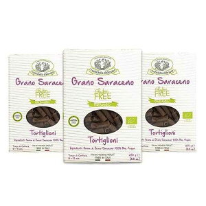 Rustichella d'Abruzzo Organic Buckwheat Tortiglioni (Pack of 3), 250g Each - Gluten-Free Pasta with Distinct Buckwheat Flavor - Artisan Pasta from Italy