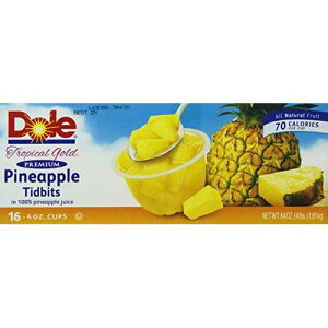 �h�[�� �e�B�r�b�c 100 �p�[�Z���g �p�C�i�b�v�� �W���[�X�A16 �� Dole Tidbits in 100 Percent Pineapple Juice, 16 Count