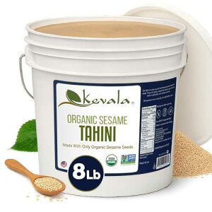 Kevala Organic Sesame Tahini - USDA Organic, Non-GMO Project Verified & Kosher Certified / Smooth Hulled Sesame Paste with Pure Sesame Flavor for Spreads, Sauces & Cooking / 8 Lb / 3.628 kg Bucket (Pack of 1) Kev