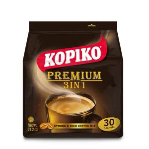 KOPIKO Premium 3 in 1 Instant Coffee Mix Authentic Indonesian Volcanic Coffee, Strong Yet Smooth, Pre-Mixed with Creamer & Sugar (21.2 OZ in 30 Coffee Sachets)