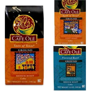 Cafe Ole GROUND �R�[�q�[ �o���G�e�B �p�b�N �T���A���g�j�I; �q���[�X�g�����e�L�T�X�s�[�J�� 12�I���X (3����) Cafe Ole GROUND Coffee Variety Pack San Antonio; Houston and Texas Pecan 12 oz. (Pack of 3)