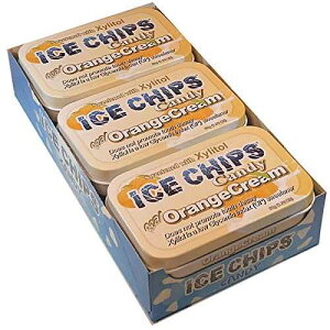 ICE CHIPS �L�V���g�[�� �L�����f�B�� (�I�����W �N���[���A6 �p�b�N) - �ʐ^�̃o���h���܂܂�܂� ICE CHIPS Xylitol Candy Tins (Orange Cream, 6 Pack) - Includes BAND as shown