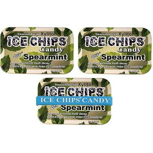 ??? ?? ???? ?? ? (?????, 3? ?) - ??? ?? ?? ?? ICE CHIPS Xylitol Candy Tins 5.28 oz total (Spearmint, 3 Pack) - Includes BAND as shown