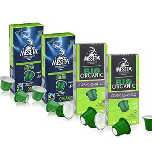 Meseta Bio-Organic 40 Nespresso Compatible Coffee Capsule Variety Pack - Grand Espresso & Biofair Organic - 40ct Meseta Bio-Organic 40 Nespresso Compatible Coffee Capsule Variety Pack - Grand Espresso & Biofair Organic -