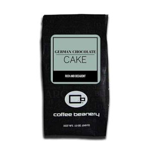 Coffee Beanery German Chocolate Cake Flavored Coffee, Specialty Arabica Coffee, Medium Roast, 12 ounce, Fine