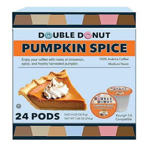 ?? ?? ??? ??? ?? ??, ?? ???? ?, ??? K-? ???, ??? 24? ?? ?? ?? Double Donut Coffee Pumpkin Spice Coffee Pods, Single Serve Coffee for Keurig K Cups Machines, Medium Roast Pumpkin