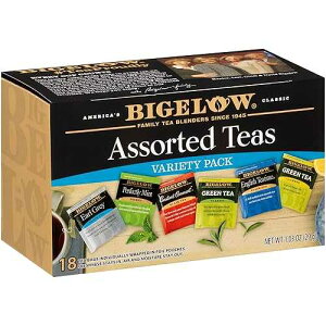 Bigelow Tea Collection Black & Green Teabags Box, Caffeinated, Pack & Flavor Assortment May Vary, Assorted, 18 Count, Pack of 6 Bigelow Tea Collection Black & Green Teabags Box, Caffeinated, Pack & Flavor Assort