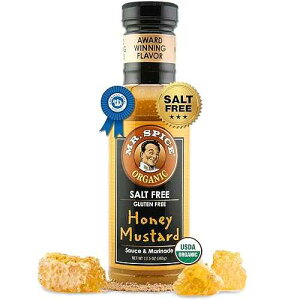 Mr. Spice Organic Honey Mustard Sauce, Salt Free Honey Mustard Dipping Sauce (0 mg/serv), Gluten Free, Low Sodium Sauces for Marinade and Dressing, No Salt Award-Winning Flavor, 13.5 Ounce (Pack of 1) Mr. Spice O