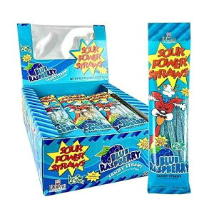 ?? ?? ?? ????, ?? ????, 24??, 49.6g (24? ?) (1) Sour Power Candy Straws, Blue Raspberry, 1.75 oz (Pack of 24)