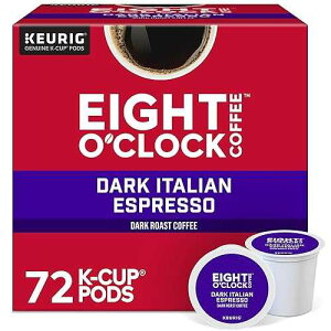 Eight O'Clock Coffee �_�[�N �C�^���A�� ���[�X�g �L���[���O �V���O���T�[�u K �J�b�v �|�b�h�A�_�[�N ���[�X�g �R�[�q�[�A72 �� Eight O'Clock Coffee Dark Italian Roast Keurig Single-Serve K-Cup Pods, Dark Roast Coffee