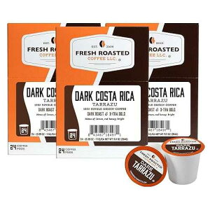 Fresh Roasted Coffee, Dark Costa Rica Tarrazu, Dark Roast, 72 Pods for K Cup Brewers