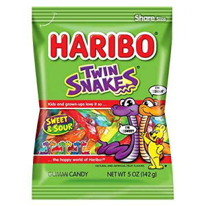 ??? ?? ??, ?? ???? ?? & ?? ?? ??, 5?? ?? ??? ?? (12? ?) ??? ???? ??? ??, ?? ?? ? HARIBO Gummi Candy, Twin Snakes Sweet & Sour Gummy Candy, 5 Ounce Share Size Ba