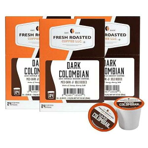 Fresh Roasted Coffee, Dark Colombian, Med-Dark Roast, 72 Pods for K Cup Brewers