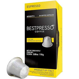 Bestpresso Coffee for Nespresso Original Machine 120 Aluminum pods Certified Genuine Espresso Espresso Blend (Medium Intensity) Pods Compatible with Nespresso Original 60 Days Satisfaction Guarantee Bestpresso Coffee for Nesp