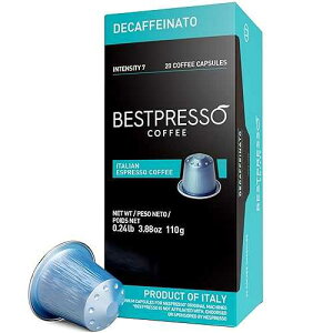 Bestpresso Coffee for Nespresso Original Machine 120 Aluminum pods Certified Genuine Espresso Decaffeinato Blend(Medium Intensity)Pods Compatible with Nespresso Original 60 Days Satisfaction Guarantee