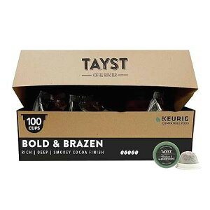 Tayst Coffee Roaster Tayst Coffee Pods, Bold & Brazen Dark Roast, K Cups Compatible with Keurig Coffee Maker, Sustainable Single Serve, Pack of 100