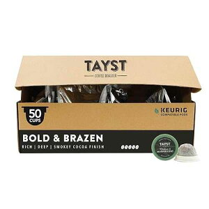 Tayst Coffee Roaster Tayst Coffee Pods, Bold & Brazen Dark Roast, K Cups Compatible with Keurig Coffee Maker, Sustainable Single Serve, Pack of 50