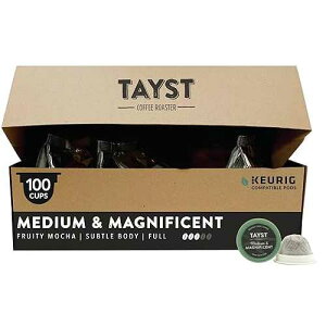 Tayst Coffee Roaster Tayst Coffee Pods, Medium & Magnificent Medium Roast, K Cups Compatible with Keurig Coffee Maker, Sustainable Single Serve, Pack of 100