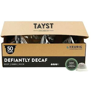 Tayst Coffee Roaster Tayst Coffee Pods, Defiantly Decaf Dark Roast, K Cups Compatible with Keurig Coffee Maker, Sustainable Single Serve, Pack of 50
