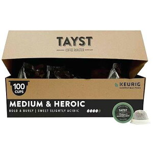 Tayst Coffee Roaster Tayst Coffee Pods, Medium & Heroic Medium Roast, K Cups Compatible with Keurig Coffee Maker, Sustainable Single Serve, Pack of 100