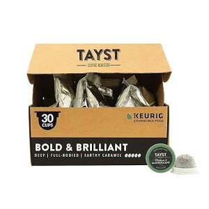 Tayst Coffee Roaster Tayst Coffee Pods, Bold & Brilliant Dark Roast, K Cups Compatible with Keurig Coffee Maker, Sustainable Single Serve, Pack of 30