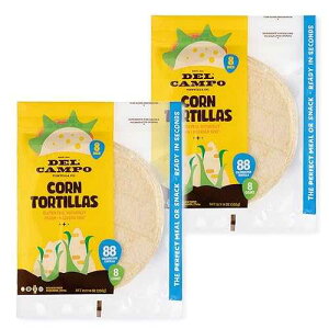 Del Campo Soft Corn Tortillas ? 8 Inch Round, Gluten Free and All-Corn Authentic Mexican Food. Many Serving Options: Wraps, Tacos, Quesadillas or Burritos, Kosher. (8ct.) (Pack of 2) Del Campo Tortillas Del Campo