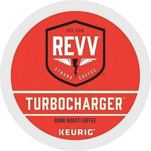 REVV �^�[�{�`���[�W���[�A�V���O���T�[�u �L���[���O K �J�b�v �|�b�h�A�_�[�N ���[�X�g �R�[�q�[�A24 �� REVV Turbocharger, Single-Serve Keurig K-Cup Pods, Dark Roast Coffee, 24 Count