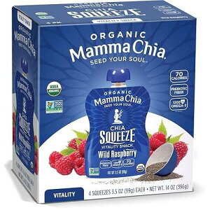 Mamma Chia Mammachia Organic Chia Squeeze Vitality Snack, Wild Raspberry, No Added Sugar, Vegan Friendly, Kosher, USDA Certified Organic, Gluten Free & Non-GMO, 4 Count, 14 Ounce (Pack of 6)