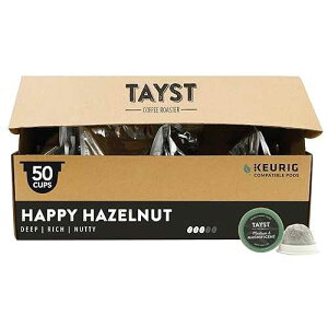 Tayst Coffee Roaster Tayst Coffee Pods, Happy Hazelnut Medium Roast, K Cups Compatible with Keurig Coffee Maker, Sustainable Single Serve, Pack of 50