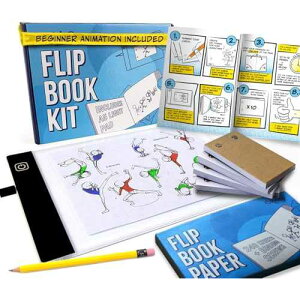 Molcey Flip Book Kit with LED Light Pad. Includes 240 Sheets Flip Book Paper with Screws for Drawing and Tracing. Animation Paper/Blank Flip Books for A5 Flipbook Kit for Kids 9-12 6-8. LED Light Box