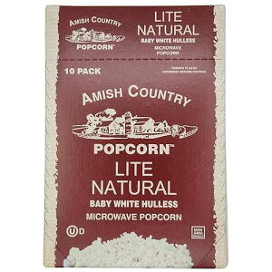 Amish Country Popcorn | Old Fashioned Microwave Popcorn | 10 Bags Lite Natural White Hulless | Non-GMO, Gluten Free, Microwaveable and Kosher (10 Bags)
