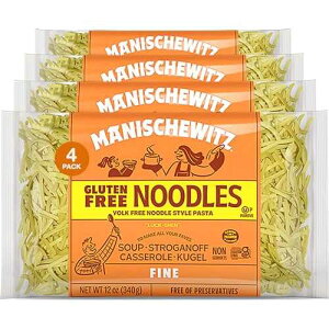 Manischewitz Manishewitz Gluten Free Fine Noodles 12oz (4 Pack) All Natural, Yolk Free, Low Sodium, Kosher for Passover and Year Round