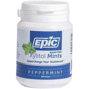 Epic Dental 100% �L�V���g�[�������u���X�~���g�A�y�p�[�~���g�A180 �� Epic Dental 100% Xylitol Sweetened Breath Mints, Peppermint, 180 Count
