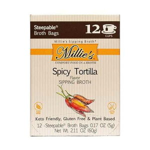 Millie�fs Sipping Broth - Vegetable Broth -Natural-Gluten Free-Keto Friendly Spicy Tortilla 12 Count Box Millie's Sipping Broth Millie s Sipping Broth - Vegetable Broth -Natural-Gluten Free-Keto Friendly Spicy Tortilla 12 Co