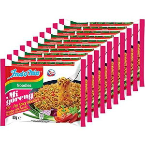 Indomie Mi Goreng �C���X�^���g�u�ߖˁA�n���[���F��A�z�b�g���X�p�C�V�[ / �y�_�X���A3 �I���X (10 �p�b�N) Indomie Mi Goreng Instant Stir Fry Noodles, Halal Certified, Hot & Spicy / Pedas Flavor, 3 Ounce (Pack of 10)