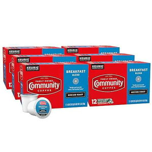 Community Coffee Breakfast Blend 72 Count Coffee Pods, Medium Roast, Compatible with Keurig 2.0 K-Cup Brewers, 12 Count (Pack of 6)