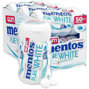 ??? ?? ??? ??? ???? ?? ?, ??? ??, ???, 50?? ? (6? ?) Mentos Pure White Sugar-Free Chewing Gum With Xylitol, Sweet Mint, Holiday Candy, Bulk, 50Piece Bottle (Pack Of 6)