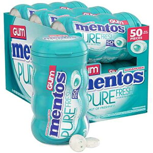 ??? ?? ??? ??? ???? ?? ?, ???? ??, ???, ????, 50?? (6? ?) Mentos Pure Fresh Sugar-Free Chewing Gum with Xylitol, Wintergreen, Bulk, 50 Count (Pack of 6)