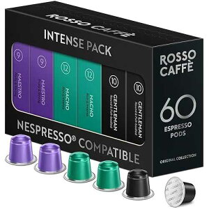 ROSSO CAFFE 60 Espresso Coffee Pods for Nespresso Original Machines - Pack of Rich and Bold Capsules, 3 Premium Intense Dark Flavors ROSSO CAFFE ROSSO CAFF 60 Espresso Coffee Pods for Nespresso Original Machines - Pac