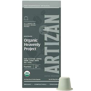 Artizan Coffee Decaf Organic Swiss Water Espresso Pods for Nespresso Original Heavenly Project 40 Compostable Capsules Artizan Coffee Roasters Artizan Coffee Decaf Organic Swiss Water Espresso Pods for Nespresso Original Heav