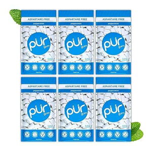 PUR Gum | Aspartame Free Chewing Gum | 100% Xylitol | Natural Peppermint Flavored Gum, 55 Pieces (Pack of 6)