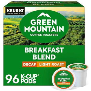 Green Mountain Coffee Roasters Breakfast Blend Decaf Coffee, Keurig Single Serve K-Cup pods, Light Roast, 96 Count Green Mountain Coffee Roasters Breakfast Blend Decaf Coffee, Keurig Single Serve K-Cup pods, Light Roast