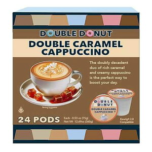 ?? ?? ???? ?? ??, ??? ????, ??? K ? ???? ?? ?? ??, 24?? Double Donut Coffee Cappuccino Pods, Caramel Cappuccino, Single Serve for Keurig K Cups Brewers, 24 Count