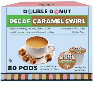 Caramel Swirl Medium Roast Flavored Decaf Coffee Pods for Keurig K Cups Makers from Double Donut, 80 Capsules Double Donut Coffee Caramel Swirl Medium Roast Flavored Decaf Coffee Pods for Keurig K Cups Makers from Doubl