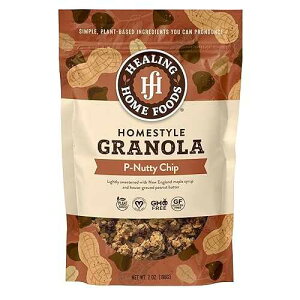 Healing Home Foods P-Nutty Chip, Gluten Free Granola Mix with Peanut Butter & Chocolate Chips - Low Sugar Granola Clusters, Vegan & Healthy Breakfast Snacking Cereal for Yogurt, 7oz (1Pack) Healing Home Foods P-Nutt